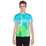 MJLNY - Tie Dye Blue Green Youth Crew Neck T-shirt