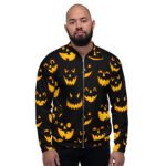 MJLNY - All Over Pumpkin Print Unisex Bomber Jacket Unisex Bomber Jacket