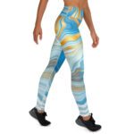 MJLNY - Blue Gold Waves Yoga Leggings