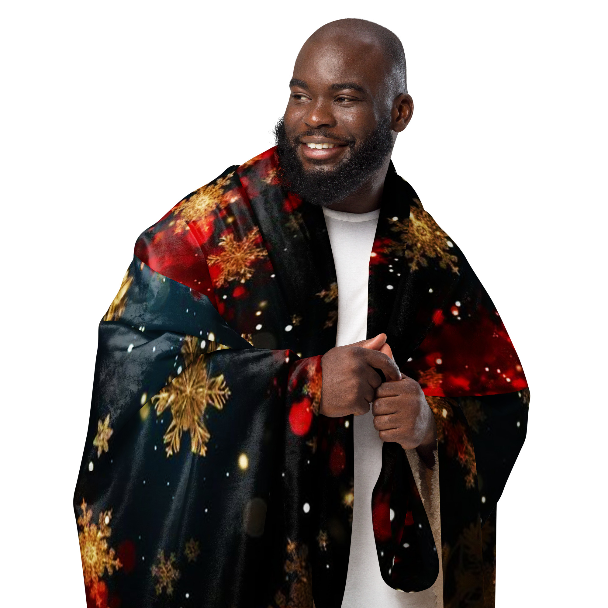 MJLNY - Golden Snowfall Sherpa Blanket