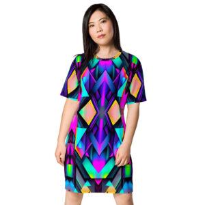 MJLNY - Neon Rainbow Prisms T-shirt Dress
